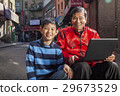 Asian family in front of store 29673529
