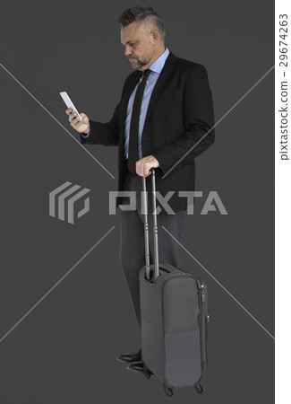 Caucasian Business Man Travel Luggage 29674263