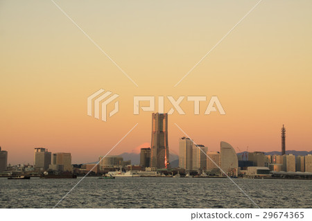 Fuji in the morning glow and the landmark tower Fuji in the morning glow and the landmark tower 29674365