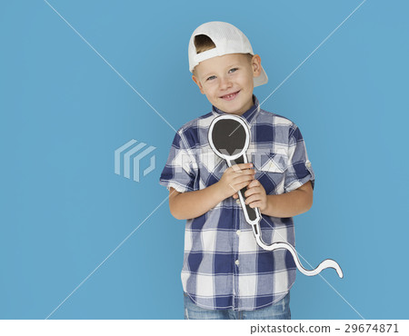 Caucasian Little Boy Microphone Smiling Caucasian Little Boy Microphone Smiling 29674871