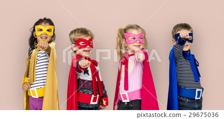 Superhero Kids Friendship Smiling Happiness Playful Togetherness Superhero Kids Friendship Smiling Happiness Playful Togetherness 29675036