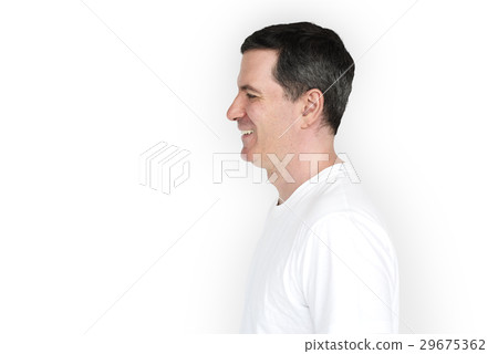 Caucasian Man Smiling Happy Side View 29675362