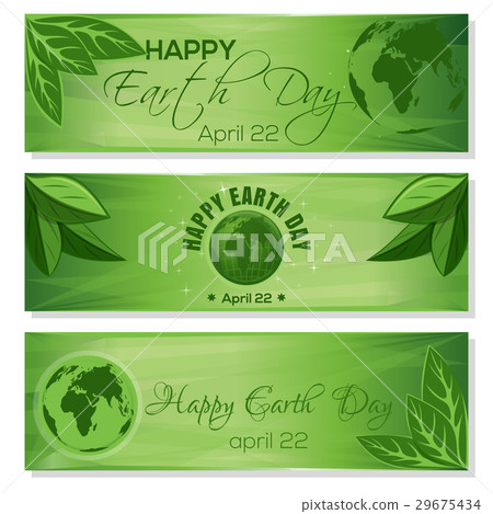 Set green banners for Earth Day. April 22 Set green banners for Earth Day. April 22 29675434