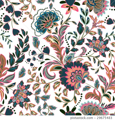 Hand drawn flower seamless pattern. Colorful Hand drawn flower seamless pattern. Colorful 29675483