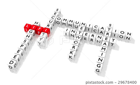 LIFI keywords crossword puzzle on white 29678400