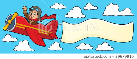 Retro airplane with banner theme 4 29679910