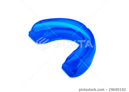 Blue mouthguard isolated on a white background. 29680192