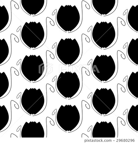 vector seamless black flower pattern background vector seamless black flower pattern background 29680296