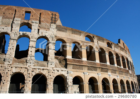 Coloseum against bright bluse sky in Rome Italy 29680780