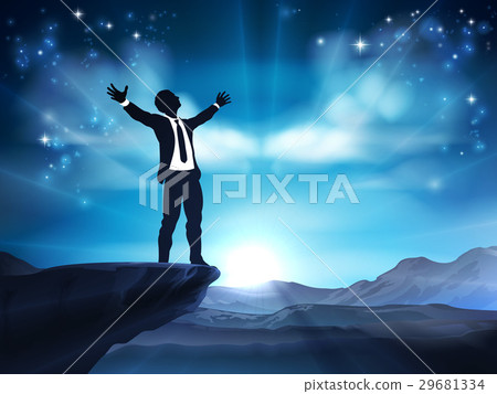 Business Man With Raised Arms Concept 29681334