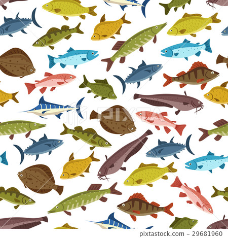 Fish seafood seamless pattern background design Fish seafood seamless pattern background design 29681960