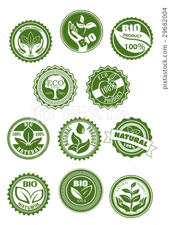 Eco green, natural, bio organic product symbol set 29682004