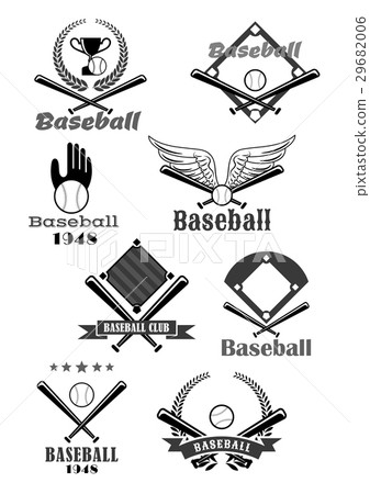 Baseball sport club symbol design with bat, ball 29682006