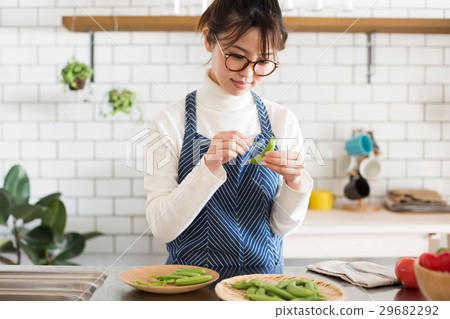 Northern Europe girls kitchen woman cooking 29682292