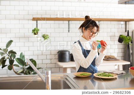 Northern Europe girls kitchen woman cooking 29682306