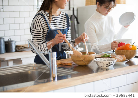 Scandinavian girls kitchen food women friends 29682441