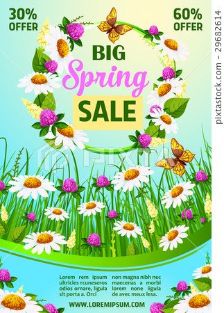 Spring holiday sale vector poster of flowers 29682614