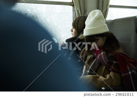 Winter girls travel snow scenic local line Winter girls travel snow scenic local line 29682811