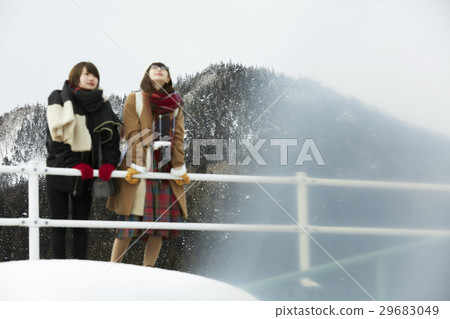 Winter girls journey Snow scenery station 29683049