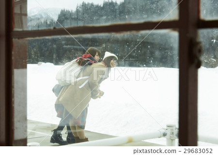 Winter girls journey Snow scenery station 29683052