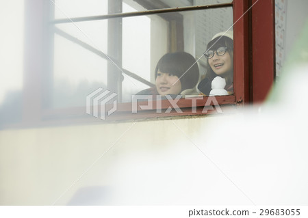 Winter girls journey Snow scenery station 29683055