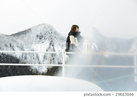 Winter girls journey Snow scenery station 29683086