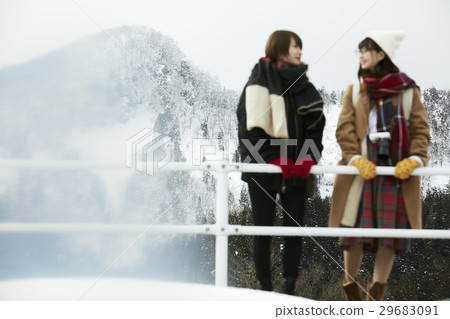 Winter girls journey Snow scenery station Winter girls journey Snow scenery station 29683091