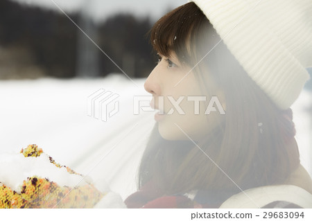 Winter girls journey Snow scenery station 29683094