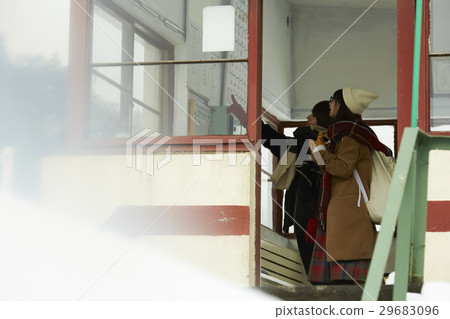 Winter girls journey Snow scenery station 29683096