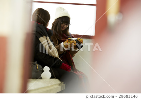 Winter girls journey Snow scenery station Winter girls journey Snow scenery station 29683146