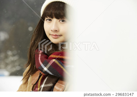 Winter girls journey Snow scenery station Winter girls journey Snow scenery station 29683147