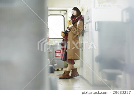 Winter girls travel snow scenic local line Winter girls travel snow scenic local line 29683237