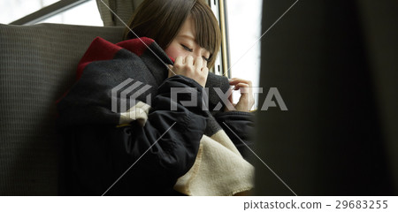 Winter girls travel snow scenic local line 29683255