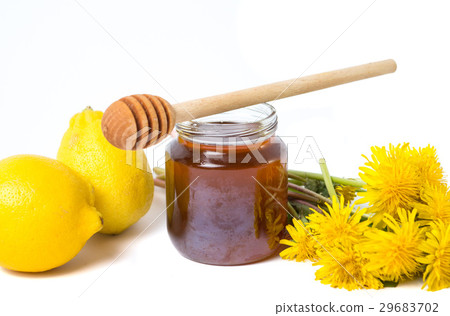 Dandelion honey and fresh flowers Dandelion honey and fresh flowers 29683702