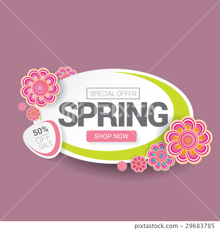 Spring sale label with beautiful flowers 29683785