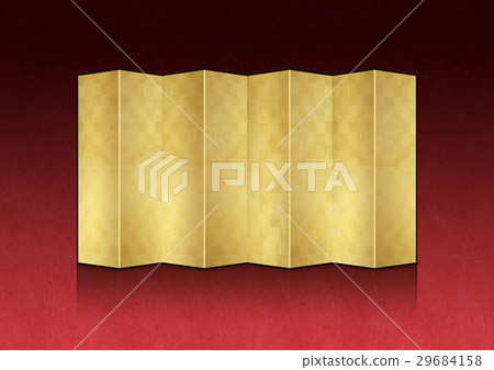 Gold folding screen and heavy red back 29684158