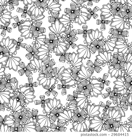 Doodle style floral garden seamless pattern. 29684415