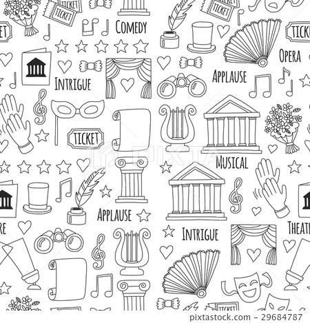 Seamless pattern Theatre set Vector illustration Seamless pattern Theatre set Vector illustration 29684787