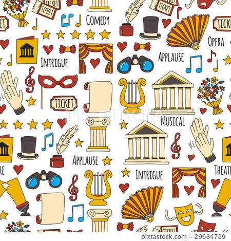 Seamless pattern Theatre set Vector illustration Seamless pattern Theatre set Vector illustration 29684789