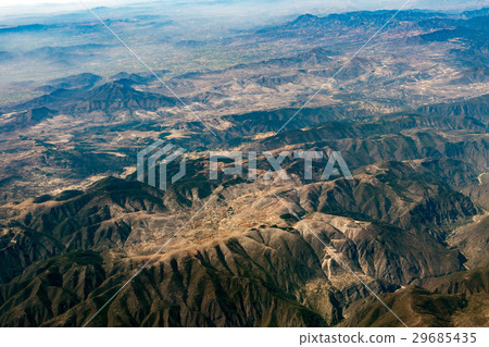 farmed fields near mexico city aerial view cityscape panorama 29685435