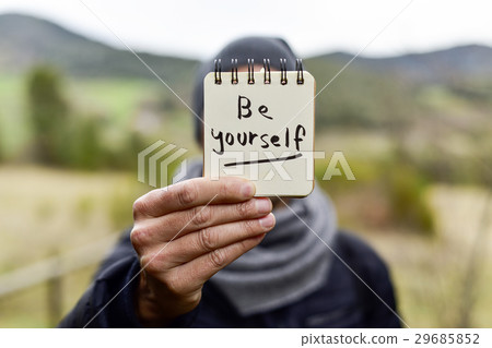 man and text be yourself in a note 29685852