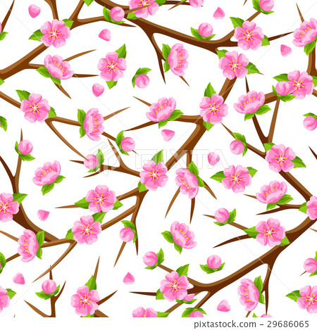 Spring seamless pattern with branches of tree and-插圖素材 [29686065] - PIXTA圖庫