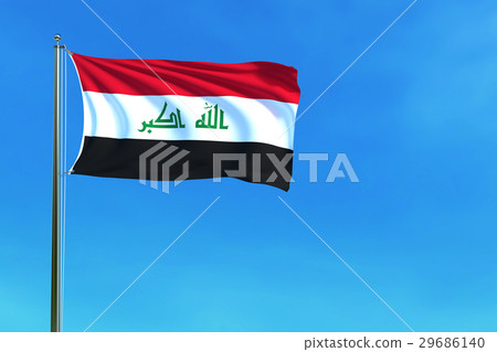 Iraq flag on the blue sky background. Iraq flag on the blue sky background. 29686140