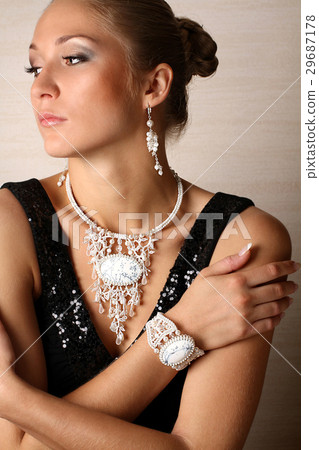 young woman portrait with jewelry young woman portrait with jewelry 29687178