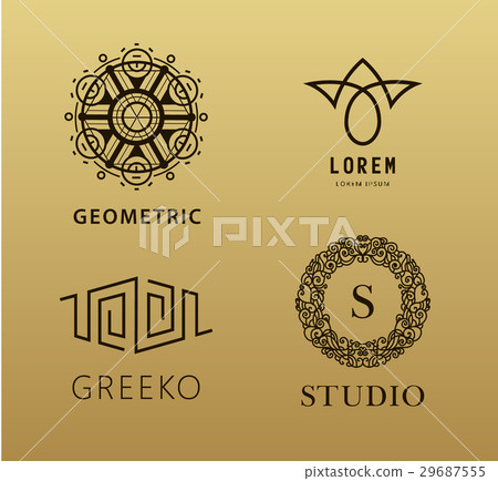 Vector set of abstract linear, monogram logos - Stock Illustration ...