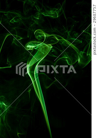 Green smoke movement on black background. Green smoke movement on black background. 29687757