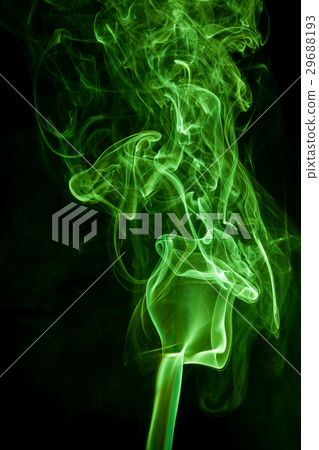 Green smoke movement on black background. 29688193