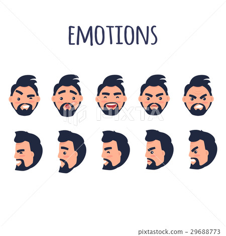 Male Facial Emotions Vector Collection on White Male Facial Emotions Vector Collection on White 29688773