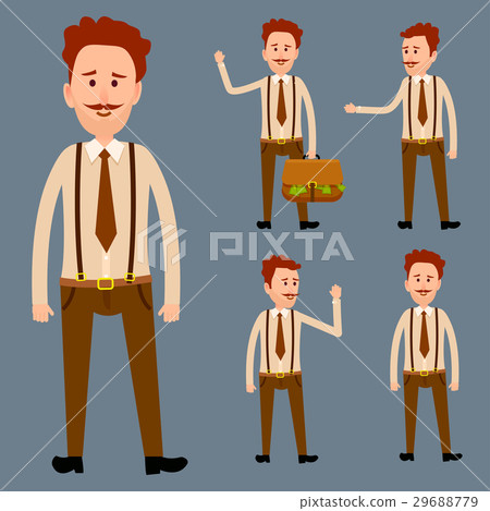 Cartoon Character with Mustache Illustrations Set Cartoon Character with Mustache Illustrations Set 29688779