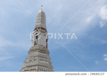 Thai style temple decoration of mosaic on blue sky 29690137